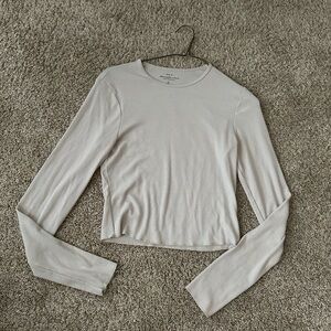 Women's Long Sleeve Ribbed Top - White